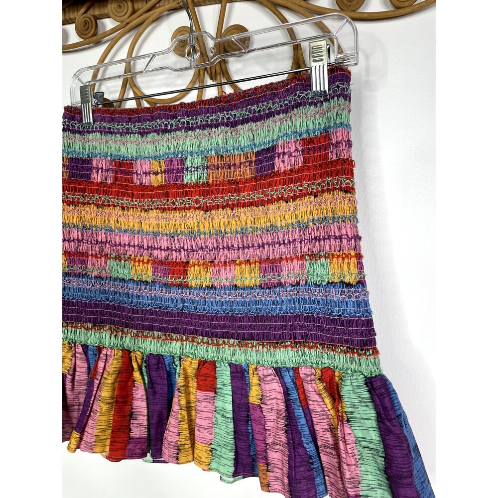 Farm Rio Embroidered Stripes Mini skirt S - Picture 6 of 9